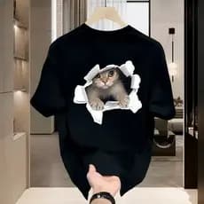 Camiseta Gatinho Fofo Estampa Alta Qualidade 100% Algodão