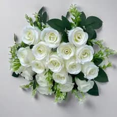 18flores Buquê de Rosas 40cm Flores e Plantas Artificiais