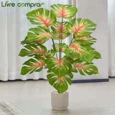 Planta artificial de 18 folhas Costela de Adão adequada para decoração de casa