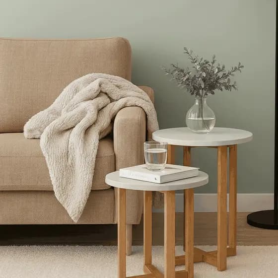 NOVIDADE Mesas de Apoio Elegance Redondas MDF Branco 40cm e 50cm