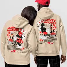 Moletom kit Casal Mickey Mouse Minnie Mouse Namorados Blusa De Frio Com Capuz Algodão