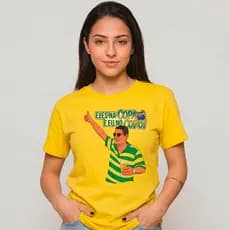 Camiseta  Feminina  Algodão Brasil Copa do Mundo 2026 Zeca  Estampa DTF Seleção Digital Manga Curta