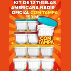 Kit 12, 6 e 3 Potes de Vidro Nadir 150ml c/ Tampa–Tigela Americana Original Multiuso Micro-ondas, Freezer e etc.