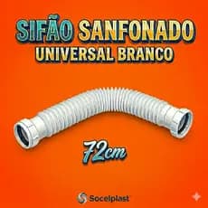 Sifão Flexível Sanfonado Universal Branco Antiodor Ajustável