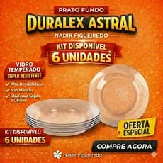 Kit 6 Prato Fundo Duralex Astral 22cm Vidro Temperado Super Resistente Oficial Nadir Ideal para Sopas e Refeições
