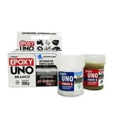 Super Cola Epoxi Alta Temperatura Uno Solda Fria Branco 100g