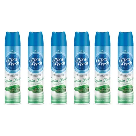 6 Odorizador Ambientes Ultra Fresh 400ml Capim Limão Bom Ar