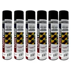 Kit 6 Tinta Spray Preto Fosco 250ml Uso Geral Chemicolor