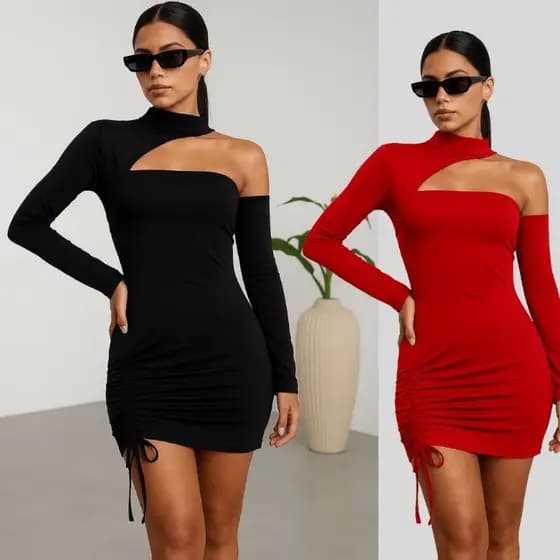 Vestido Femenino Curto Com Mangas Moda Gringa Regulavel Elegante Inverno Festa Casual