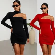 Vestido Femenino Curto Com Mangas Moda Gringa Regulavel Elegante Inverno Festa Casual
