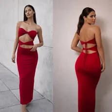 Vestido Longo Sensual Justo Cruzado Amarração Festas