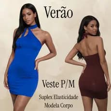 Vestido Curto Verão Laço no Pescoço Modelador Feminino