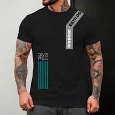Camiseta  Masculina Sport Plus Size Street T-Shirt Manfinity Blusa 100% Algodão Respiravel