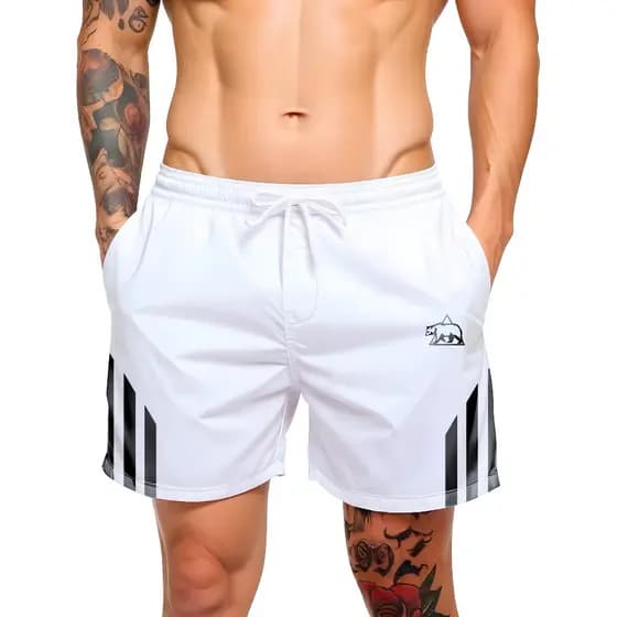 Short Urso Faixa Bermuda Masculina - Design Esportivo Ideal para Academia, Skate