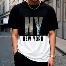 Camisa Masculina Recorte New York T-Shirt100% Algodão Street