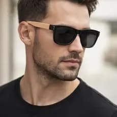 Óculos de Sol de Madeira Hastes Bambu Premium Masculino Proteção UV400 Polarizado Estiloso Moda