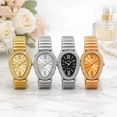 Relógio Feminino Inspiração Pulseira Elástica Cobra Dourado - Excelente Qualidade, Quartzo