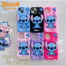 Capinha iphone 11/12/13/14/15 Pro max,Capinha 3d de silicone do stitch,Capa macia com tudo incluído à prova de choque com suporte, anime fofo stitch,Aplicável iPhone 11,12,13,14,15,11PM,12PM,13PM,14PM,15PM