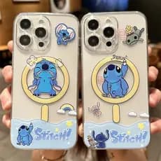 Capinha iphone 11/12/13/14/15 Pro max Capinha do anime Stitch,Capa magnética transparente para celular à prova de choque,Aplicável iPhone 11,12,13,14,15,11PM,12PM,13PM,14PM,15PM