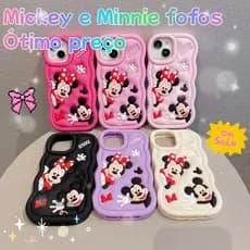 Capinha iphone 11/12/13/14/15 Pro max,Capinha 3d de silicone,Desenhos animados Mickey e Minnie, capa de telefone Apple à prova de choque,Aplicável iPhone 11,12,13,14,15,11PM,12PM,13PM,14PM,15PM