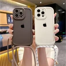 Capa macia com cordão Fashion resistente a choques, iPhone 11 16 15 14 13 12 Pro Max Plus XS XR X