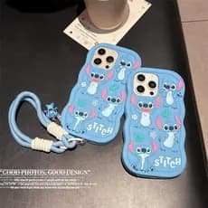 Stitch Capa de silicone CordãoCapinha iphone 17 17Pro 17ProMax 11/12/13/14/15/16 Pro max,Stitch fofo