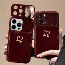Amor simples, capa de telefone espelhada Flip, iPhone 17 17Pro 17ProMax Air 11 16 15 14 13 12 Pro Max Plus