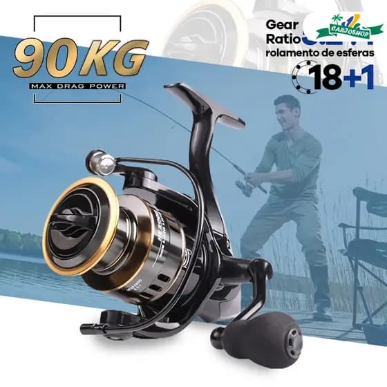 Molinete HE Série 1000-7000 Carretel em Metal Empunhadura EVA 10kg Limite Marítimo Oceânico