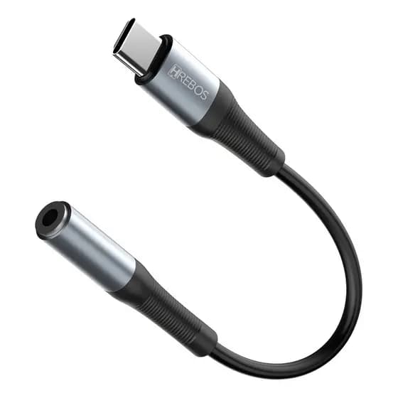 Adaptador De Áudio Hrebos Usb-c Para P3 3.5mm Ad-015 Cinza