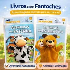 Livro Infantil com Um Fantoche Brinquedo Educativo Lúdico Para Crianças Colorido