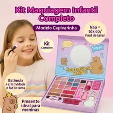 Kit Maquiagem Infantil com Maleta Capivara Princesa – Brinquedo Faz de Conta Completo Menina Criança