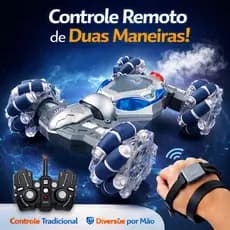 Carrinho Controle Remoto Infantil Acrobático com Fumaça Luzes LED 360º Sensor de Movimento Brinquedo