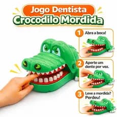 Crocodilo Dentista Jogo Boca Mordida Morde Dedo Brinquedo Jacaré Roleta Pegadinha Infantil Festa 3+