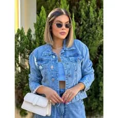 SainaOffece 8037 9051 jaqueta jeans feminina tecido grosso manga longa sem rascada