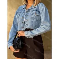 SainaOffece 8161 jaqueta jeans feminina cropped Roupas Femininas Casacos Jaqueta 8161