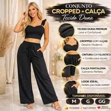 Conjunto cropped e calça em estampa floral chega hj, perfeito para quem ama estilo, conforto e aquele toque elegante