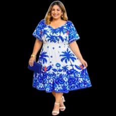 Vestido Curto Plus Size Manga Curta