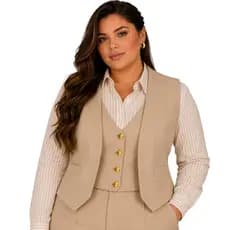 Conjunto Alfaiataria Premium Feminino Colete & Pantalona Wide Leg Elegante Tamanhos M G GG Envio Hoje ideal para Festa