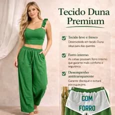 Conjunto cropped e calça Tecido Duna, perfeito para quem ama estilo, conforto e aquele toque elegante