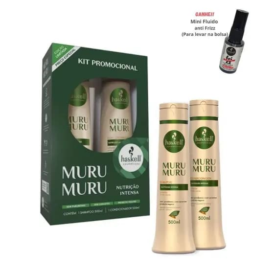 Kit Haskell Muru Muru Shampoo e condicionador 500 ml nutrição intensa para cabelos secos e quebradiços