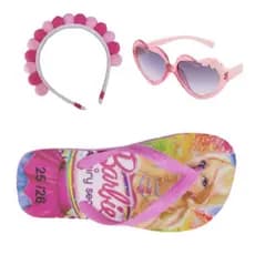 Chinelo infantil feminino da barbie , frozen e princesas mais tiara e óculos , super kit para a alegrar sua filha