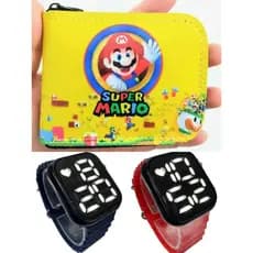 Carteira infantil Super Mario relógio digital smar a prova d agua masculino , seu filho merece um presente assim.
