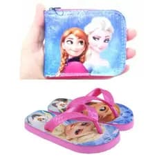 Carteira e chinelo infantil feminina da Frozen , qualidade e preço justo , sua filha merece um presente assim.