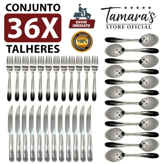 Talheres Garfo Faca Colher Inox 36 Pecas Restaurante Buffet Faqueiro / Talheres
