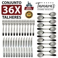 Talheres Garfo Faca Colher Inox 36 Pecas Restaurante Buffet Faqueiro / Talheres