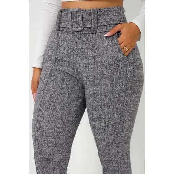 CALÇA leggings feminino  JACQUARD  mesclas tecido linho com cinto fixo com muito elastano