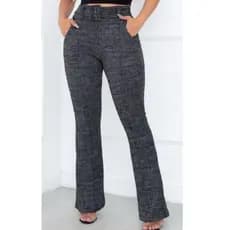 Calça Flare social bailarina jacquard linho com cinto fixo com bastante elastano,cintura