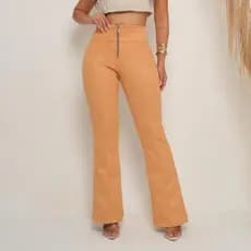 Calça Flare Escuba Suede De Zíper Altíssima Qualidade