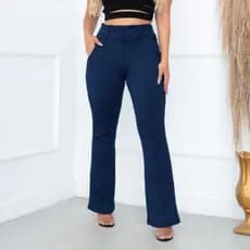 Calça Flare social jacquard linho com cinto fixo com bastante elastano