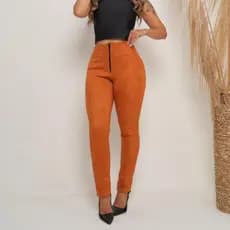 Calça Skinny Escuba Suede De Zíper Altíssima Qualidade